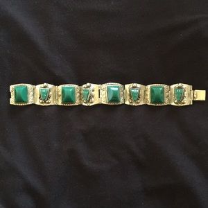 Green Onyx stone bracelet - vintage